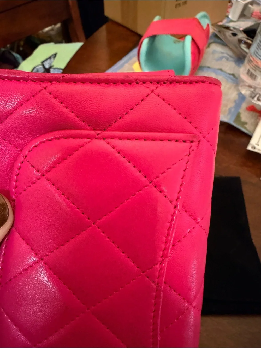 CHANEL Quilted Wallet in Fuchsia Pink with CC Logo
